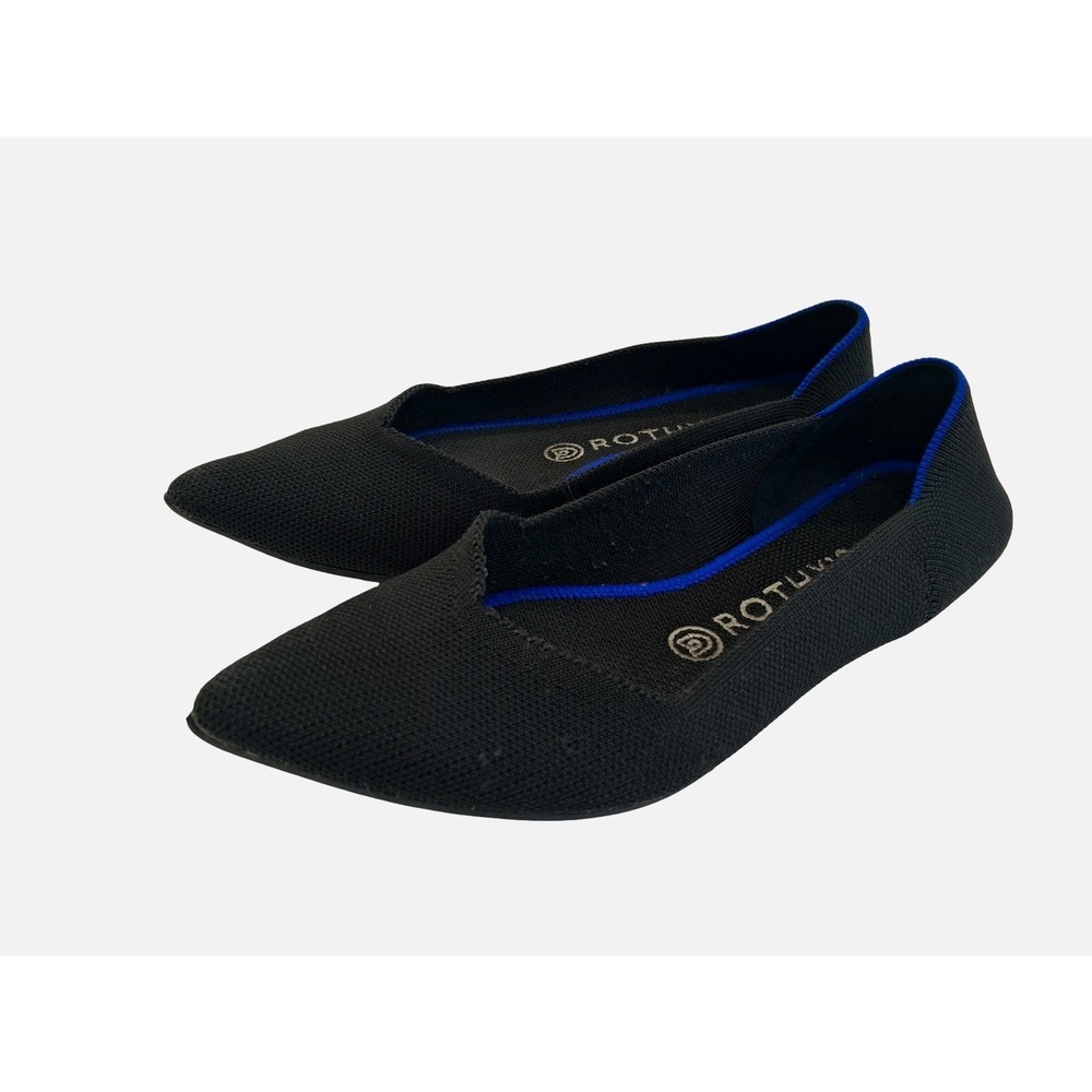 Rothy's The Point Shoes Womens Size 8 Black Knit Pointed Toe Flats Slip On